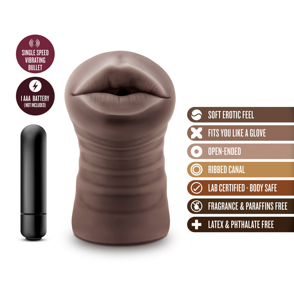 Masturbador vibrador con boca de chocolate caliente Heather