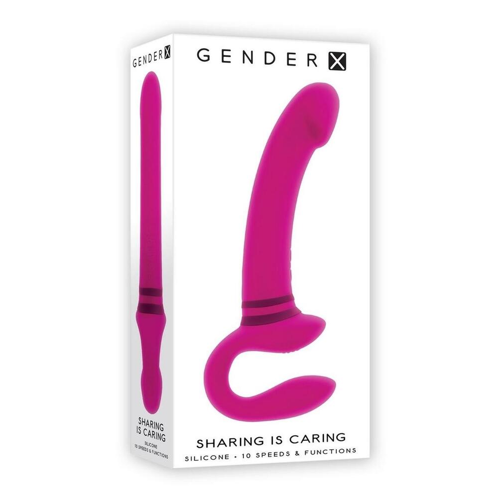 Le partage est un plaisir pour les personnes de genre X. Vibromasseur double rechargeable en silicone