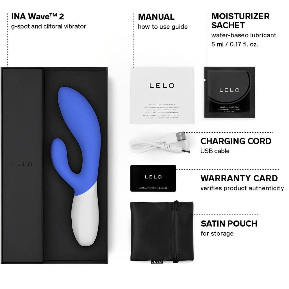 Vibrador recargable de lujo Lelo Ina Wave 2 azul