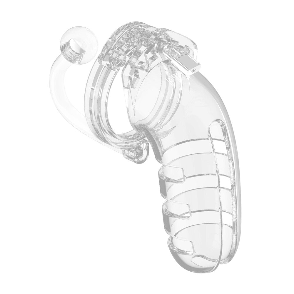 Cage de chasteté transparente pour homme 12 pouces avec plug anal