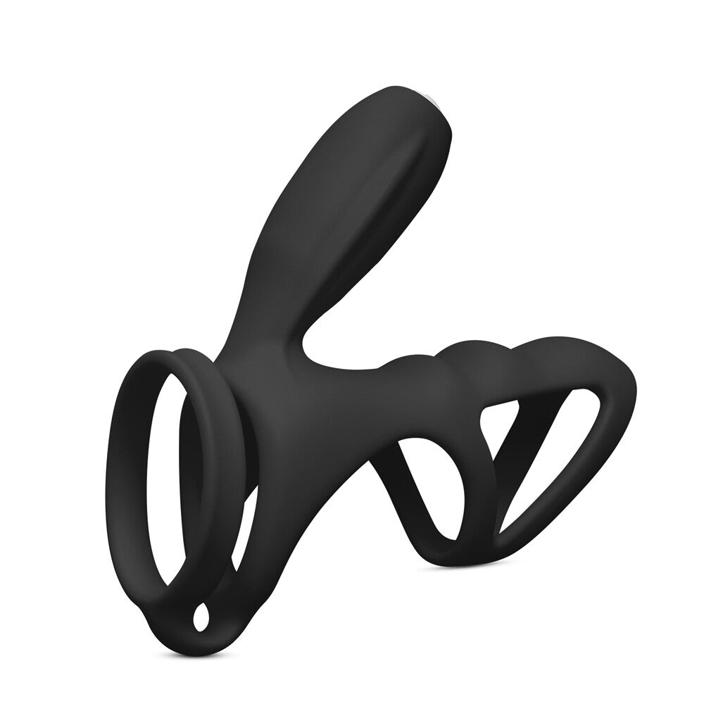 Anillo para el pene y vibrador para clítoris color negro