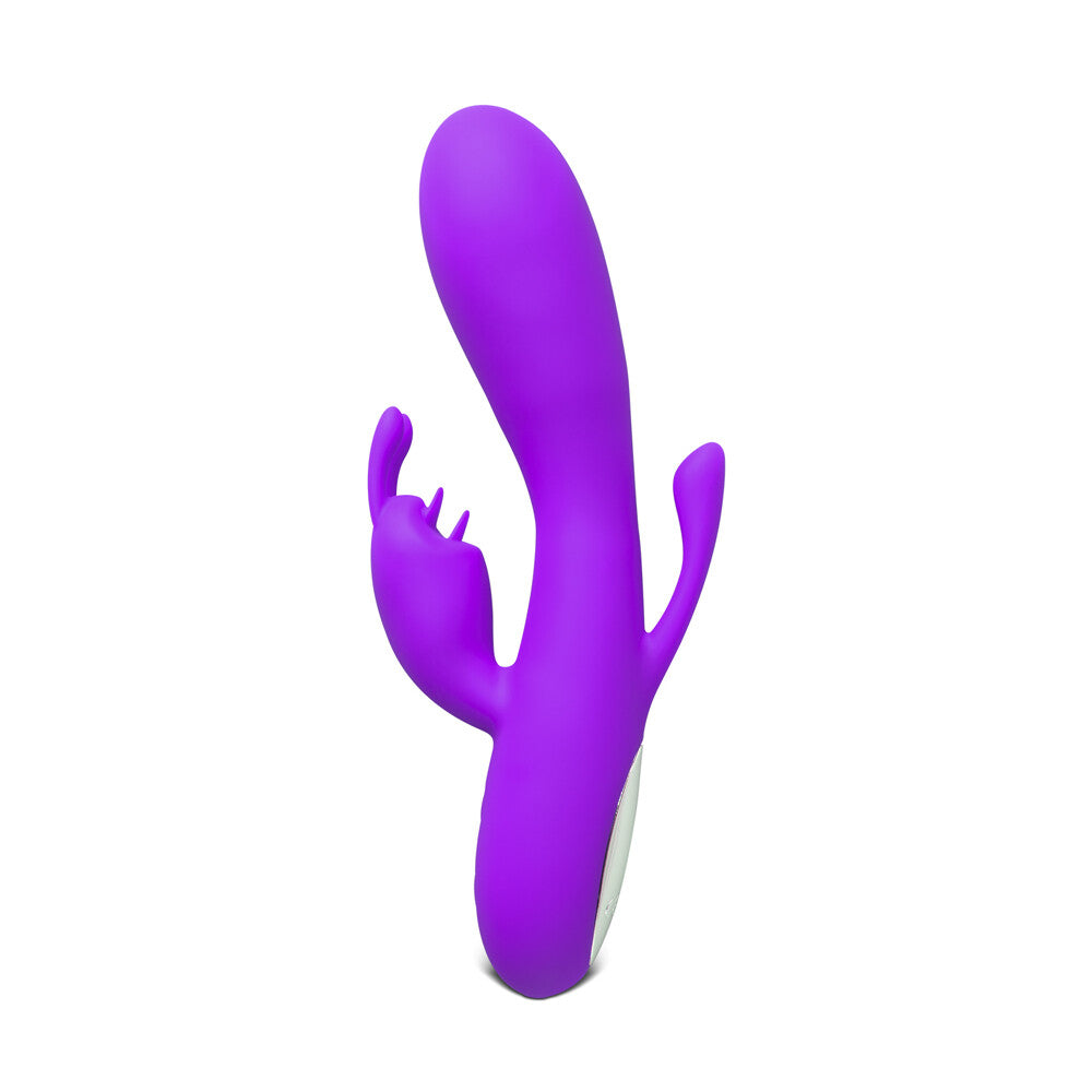 Vibrador de silicona Double Bunny de 12 velocidades y color morado