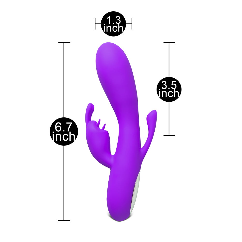 Vibrador de silicona Double Bunny de 12 velocidades y color morado