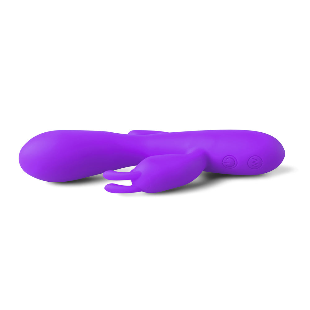 Vibrador de silicona Double Bunny de 12 velocidades y color morado