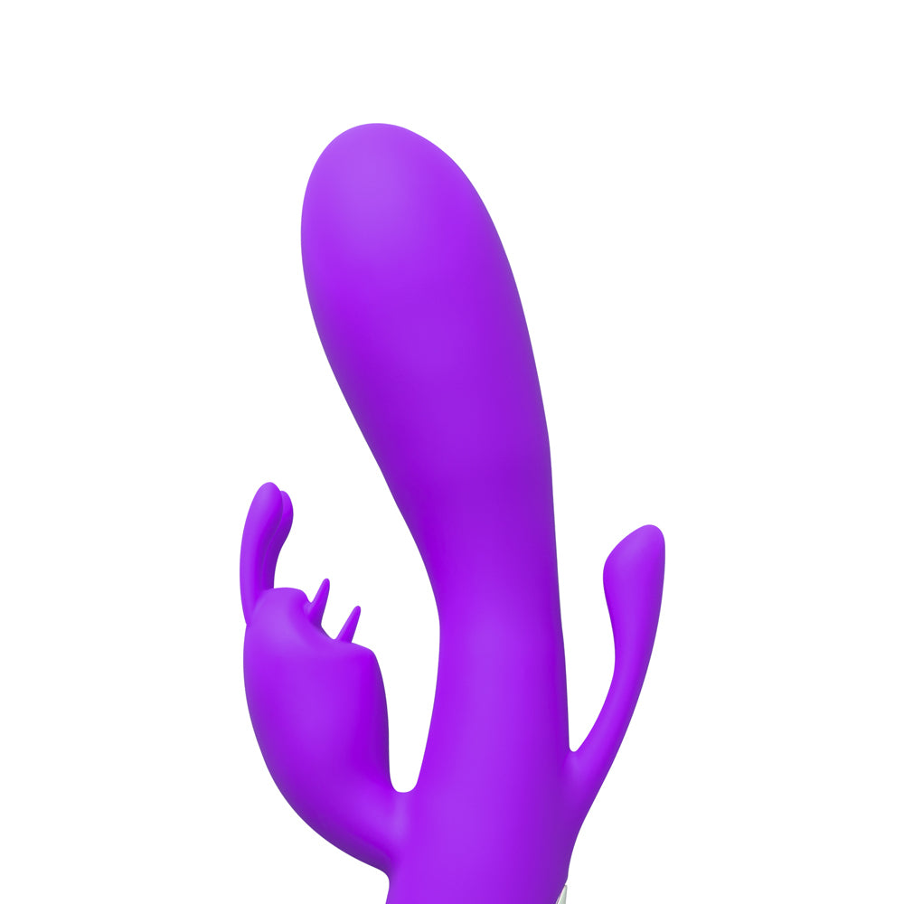 Vibrador de silicona Double Bunny de 12 velocidades y color morado