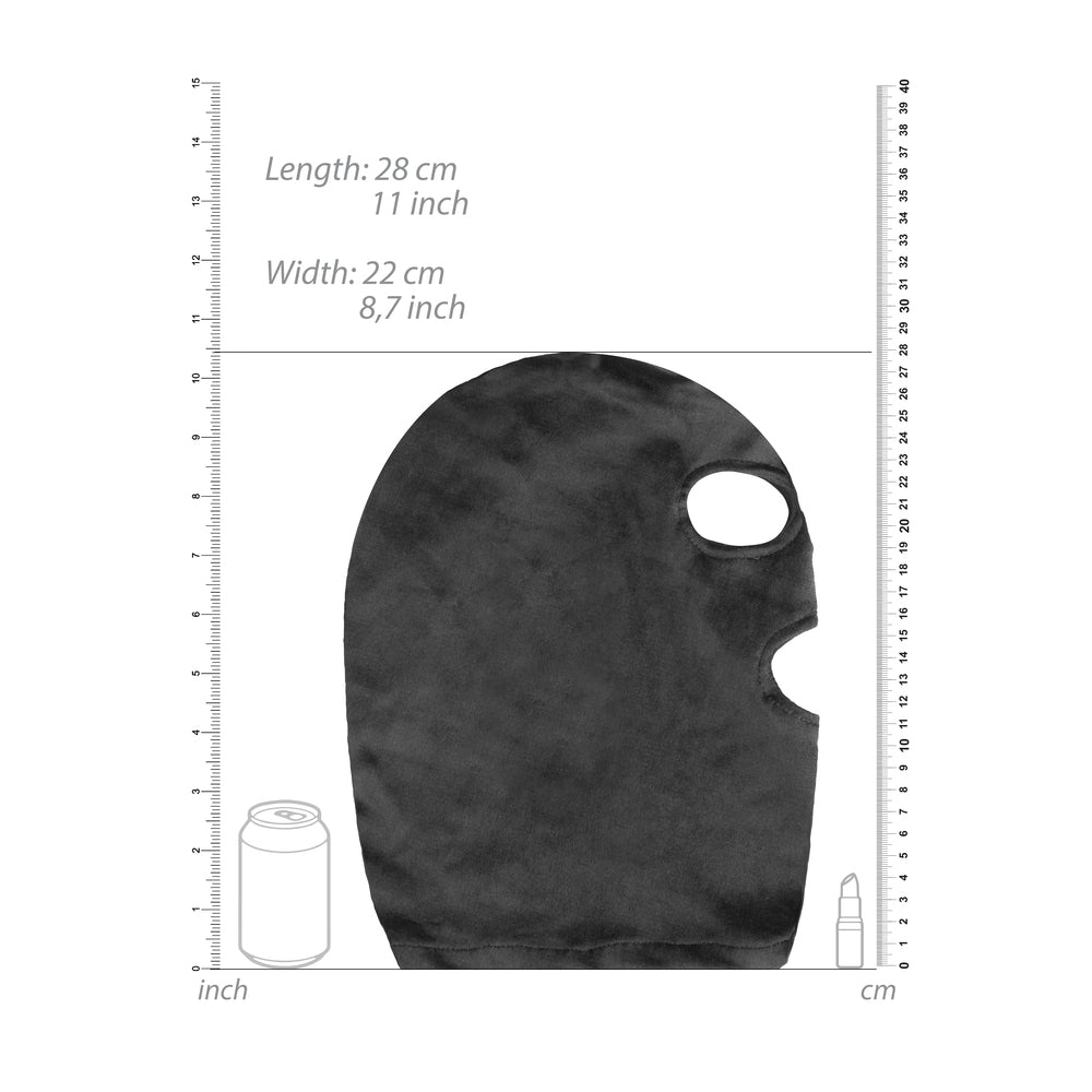 Máscara de terciopelo con abertura para los ojos y la boca