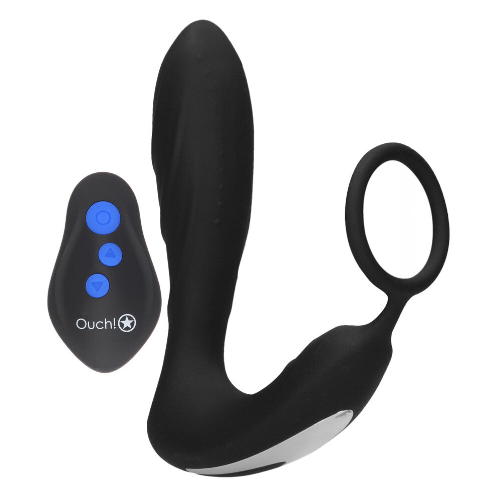 Tapón anal y anillo para el pene con estimulación y vibración Ouch E