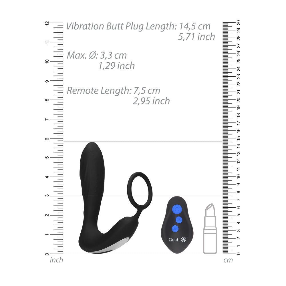 Ouch E Stimulation et Vibration Butt Plug et Cock Ring