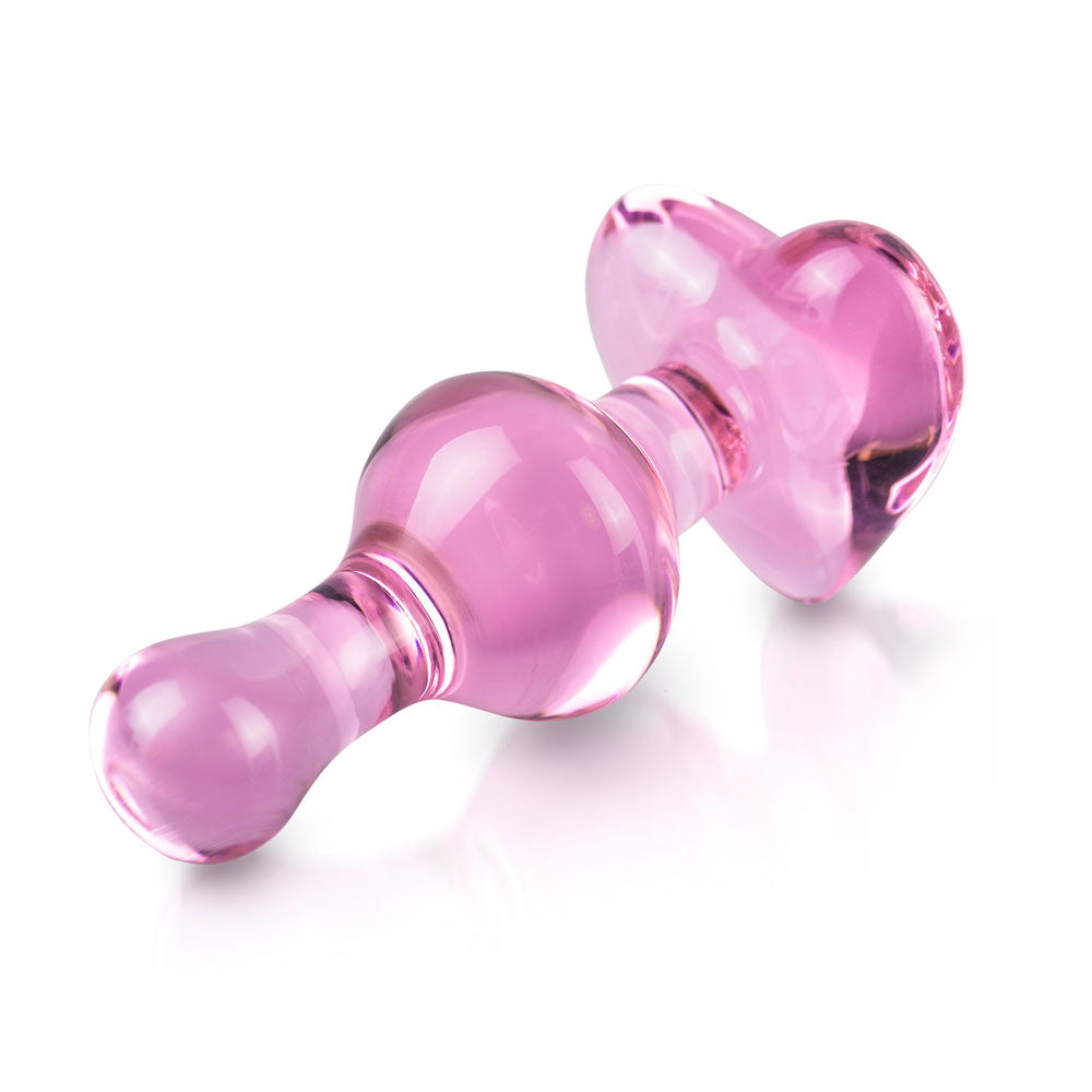 Plug anal en verre avec cœur rose Icicles No.75