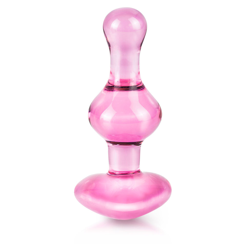 Tapón anal de cristal con forma de corazón rosa Icicles No. 75