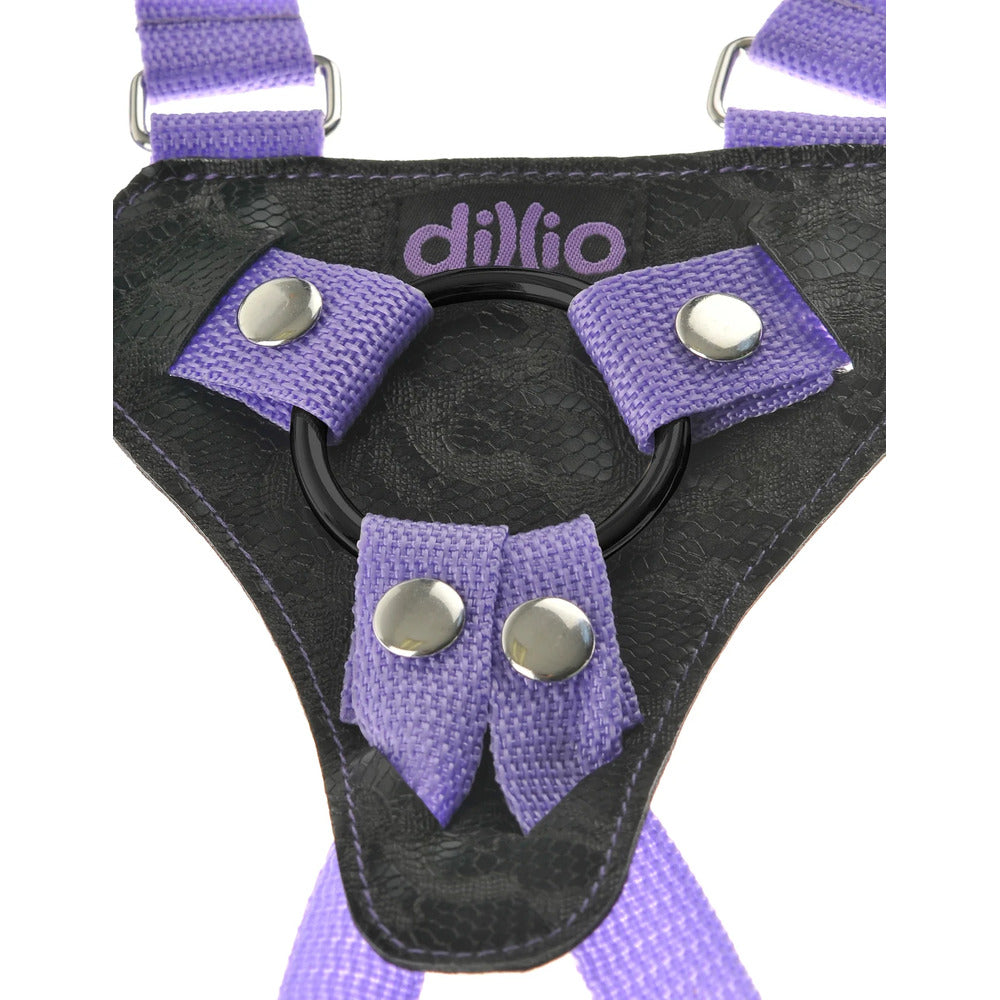 Arnés con tirantes Dillio Strap On con silicona de 7 pulgadas color morado