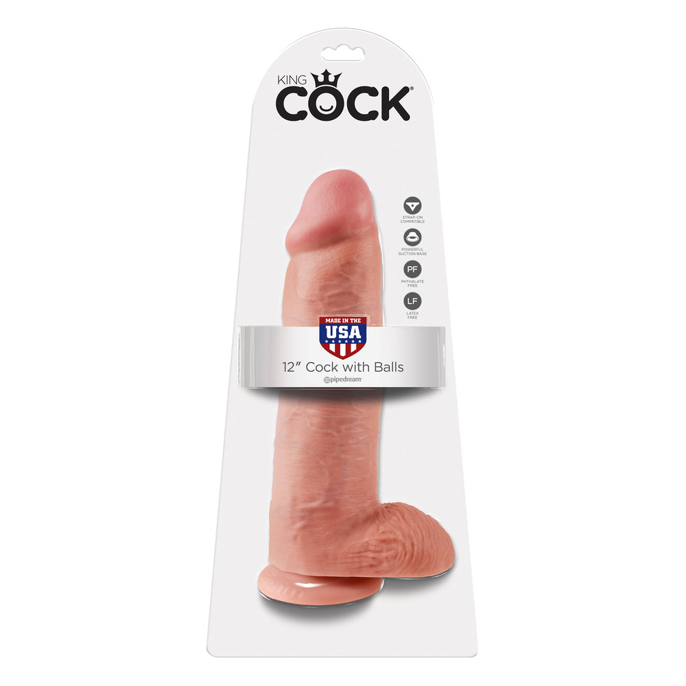 Gode ​​King Cock de 12 pouces avec boules