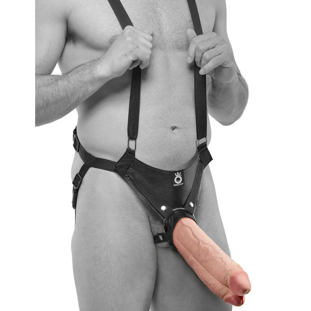 King Cock 11 pulgadas Carne Dos pollas Un agujero Hueco StrapOn