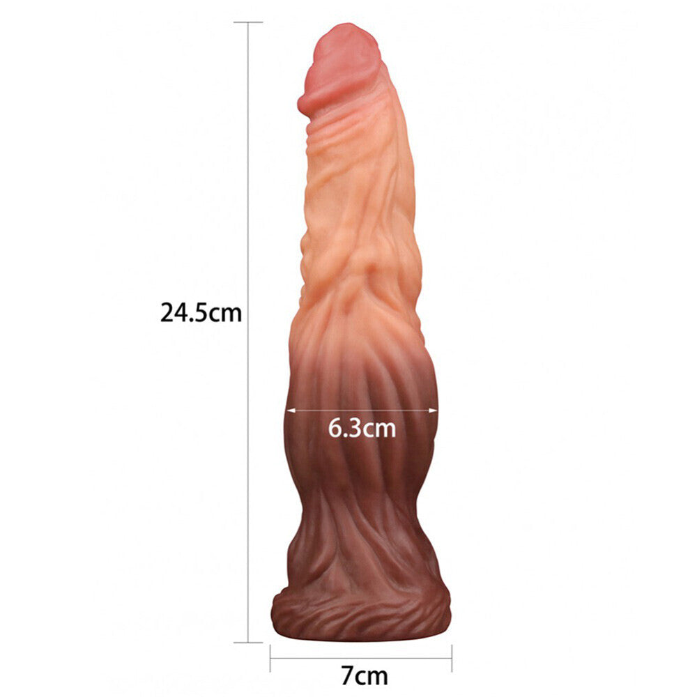 Pene Lovetoy de 9,5 pulgadas con doble capa de silicona color marrón carne