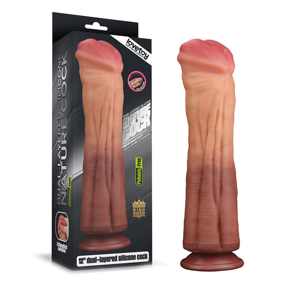 Pene de caballo de silicona de doble capa de 12 pulgadas Lovetoy