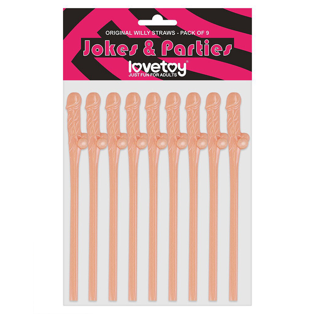 Lovetoy Pack de 9 pajitas Willy color rosa carne