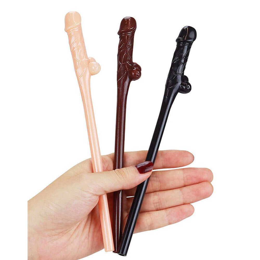 Lot de 9 pailles Willy Lovetoy noires, marron et roses