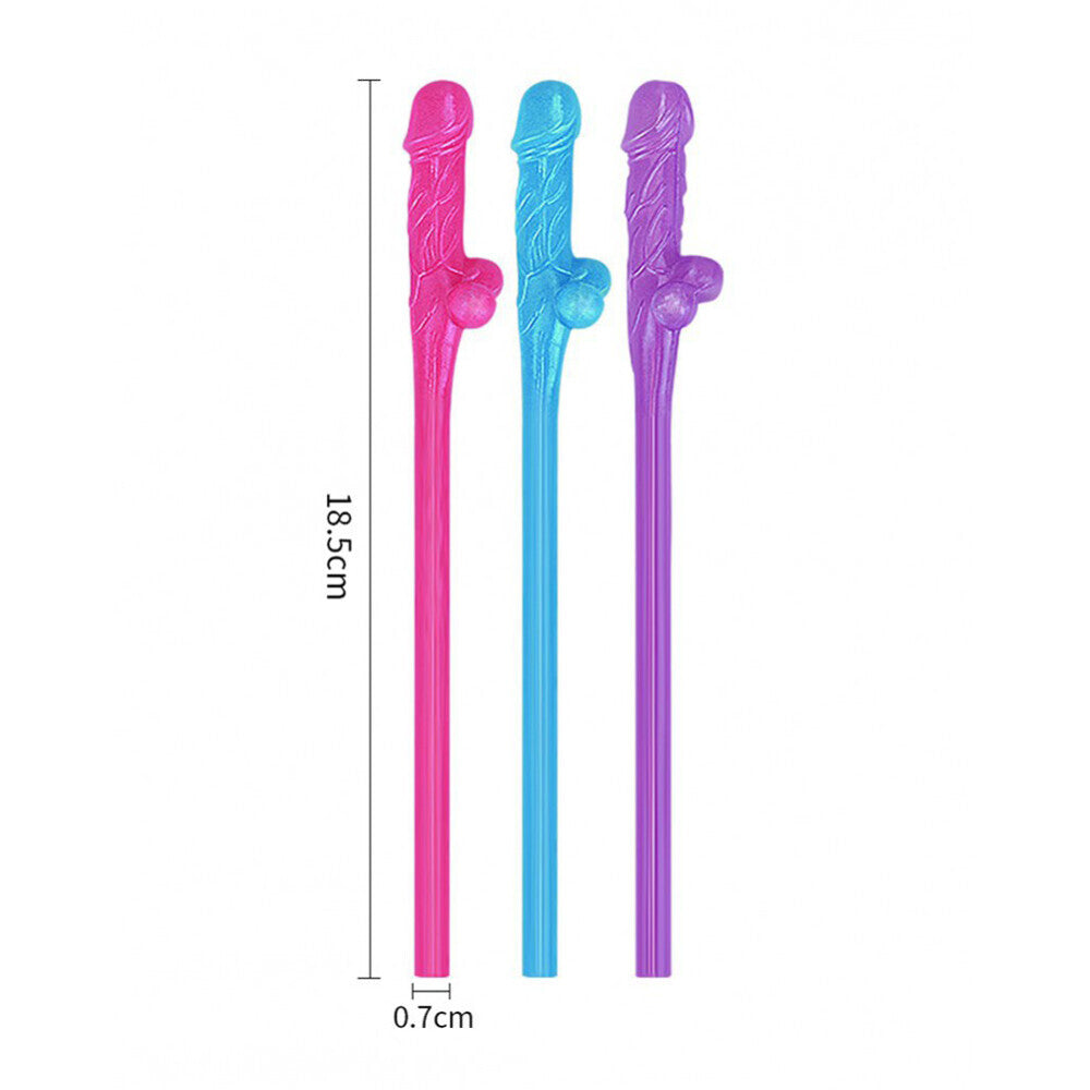 Lovetoy Pack de 9 pajitas Willy de color azul, rosa y morado