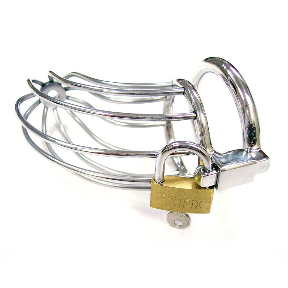 Cage de chasteté en acier inoxydable Rouge avec cadenas