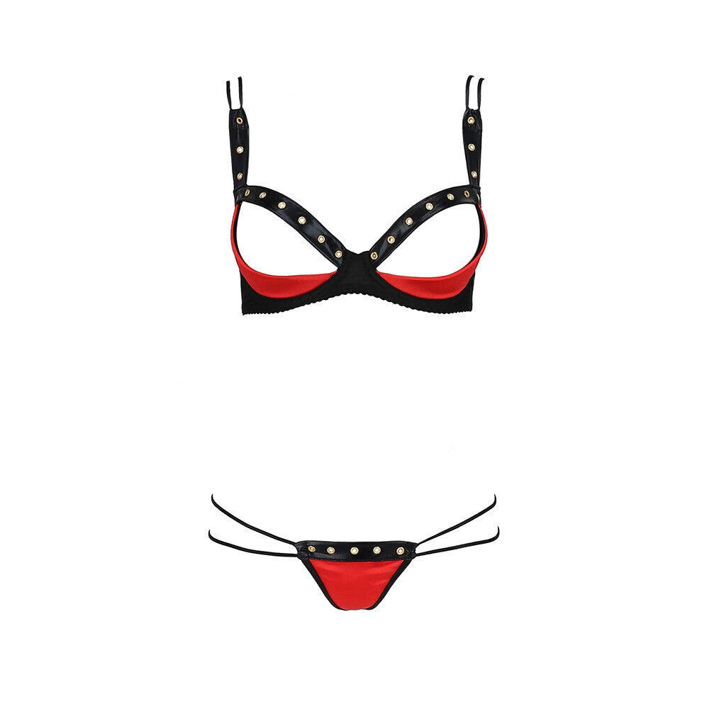 Ensemble soutien-gorge rouge et noir Passion Midori