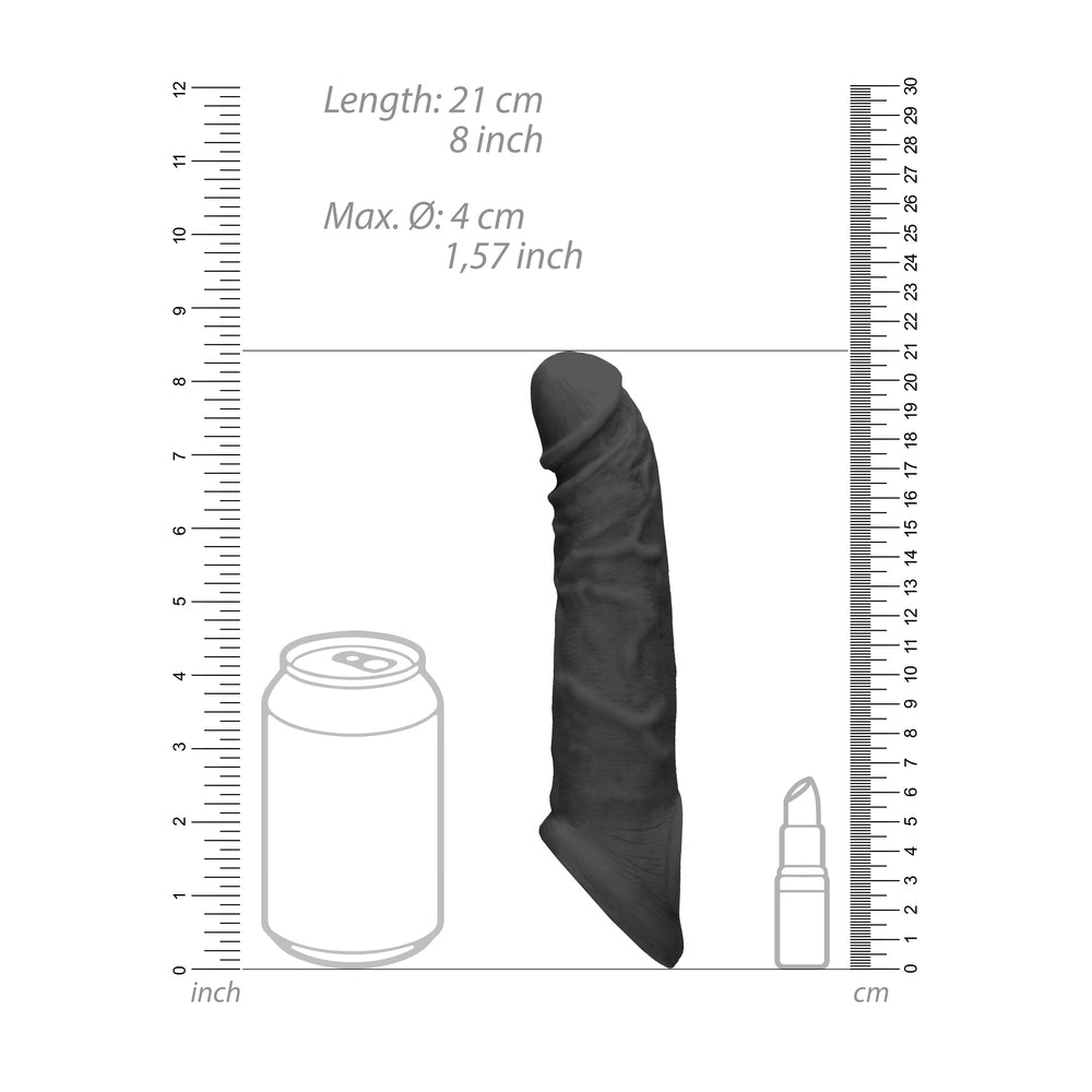 Funda para pene RealRock de 8 pulgadas, color negro