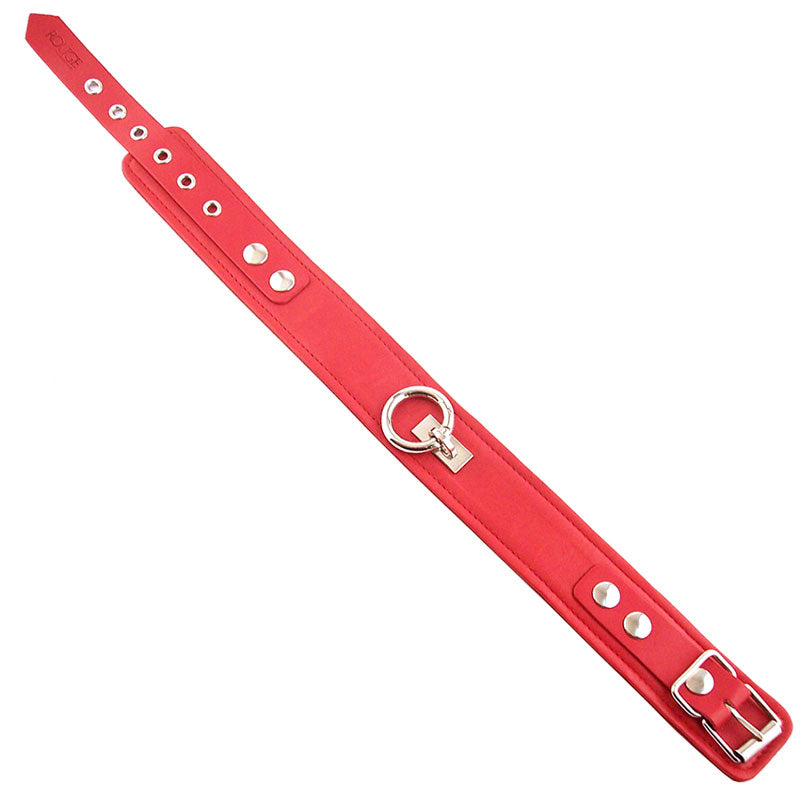 Collier en cuir rouge uni Rouge Garments