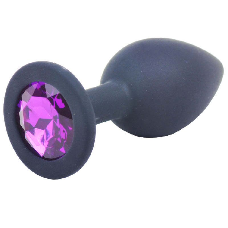 Petit plug anal en silicone noir avec bijoux