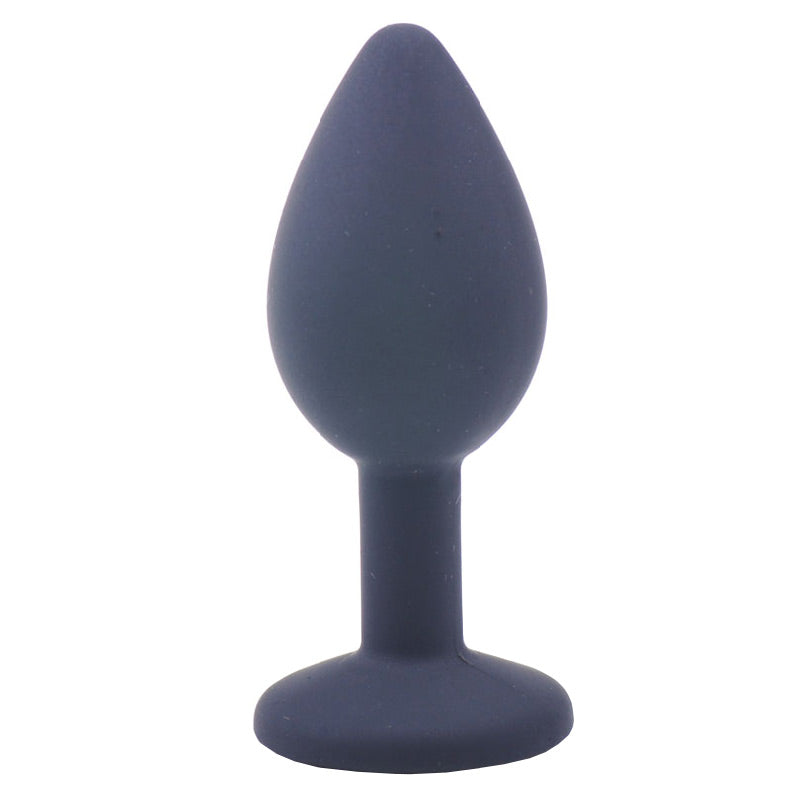 Petit plug anal en silicone noir avec bijoux