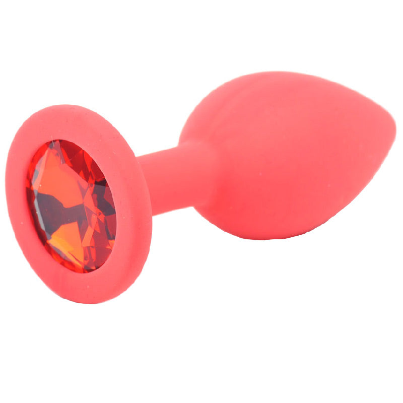 Petit plug anal en silicone avec bijoux rouges