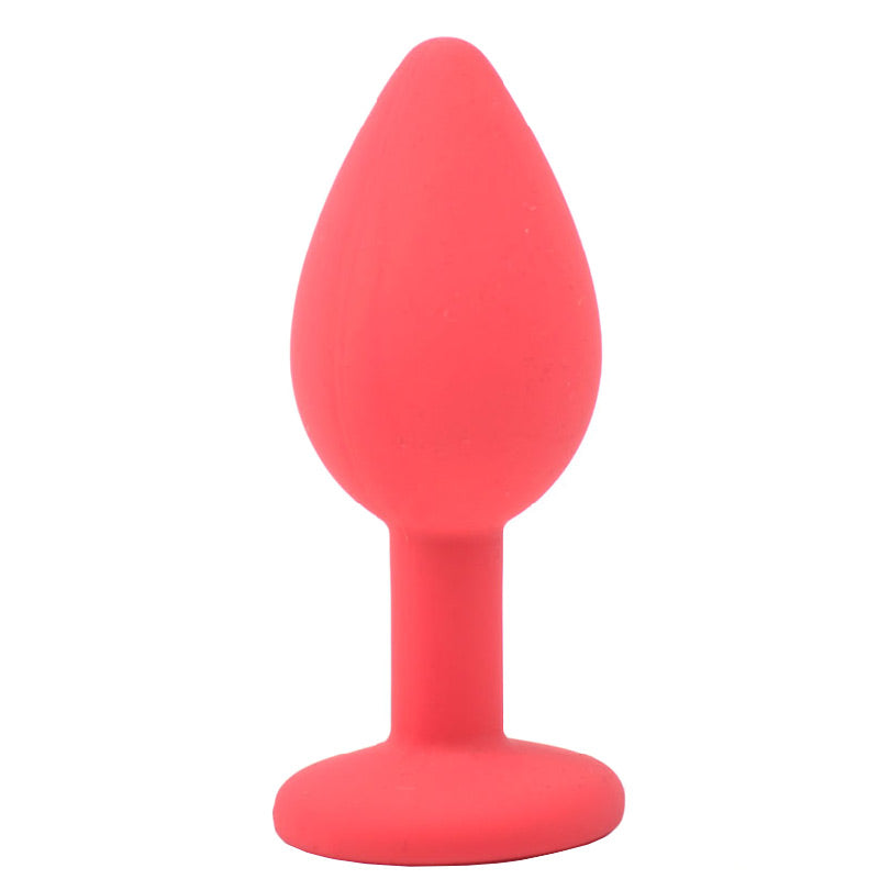 Petit plug anal en silicone avec bijoux rouges