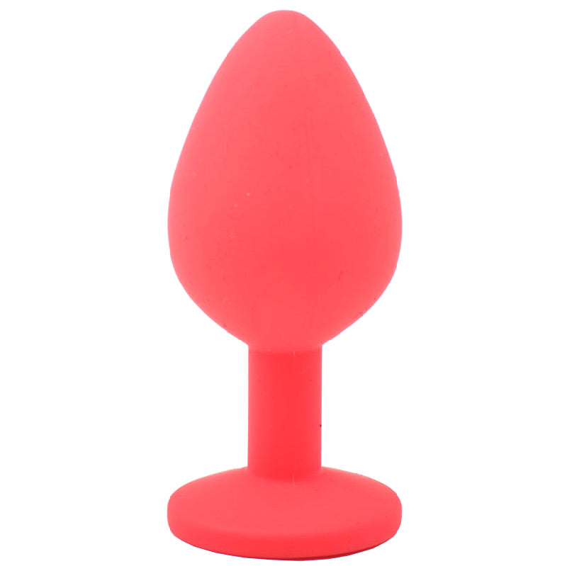 Plug anal en silicone rouge moyen avec pierres précieuses