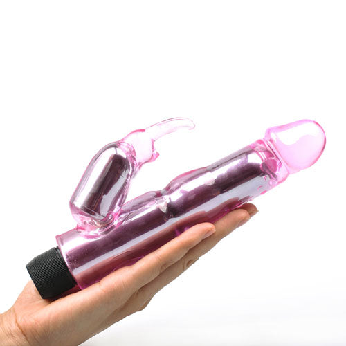 Vibrador de conejo rosa de cristal Waves Of Pleasure