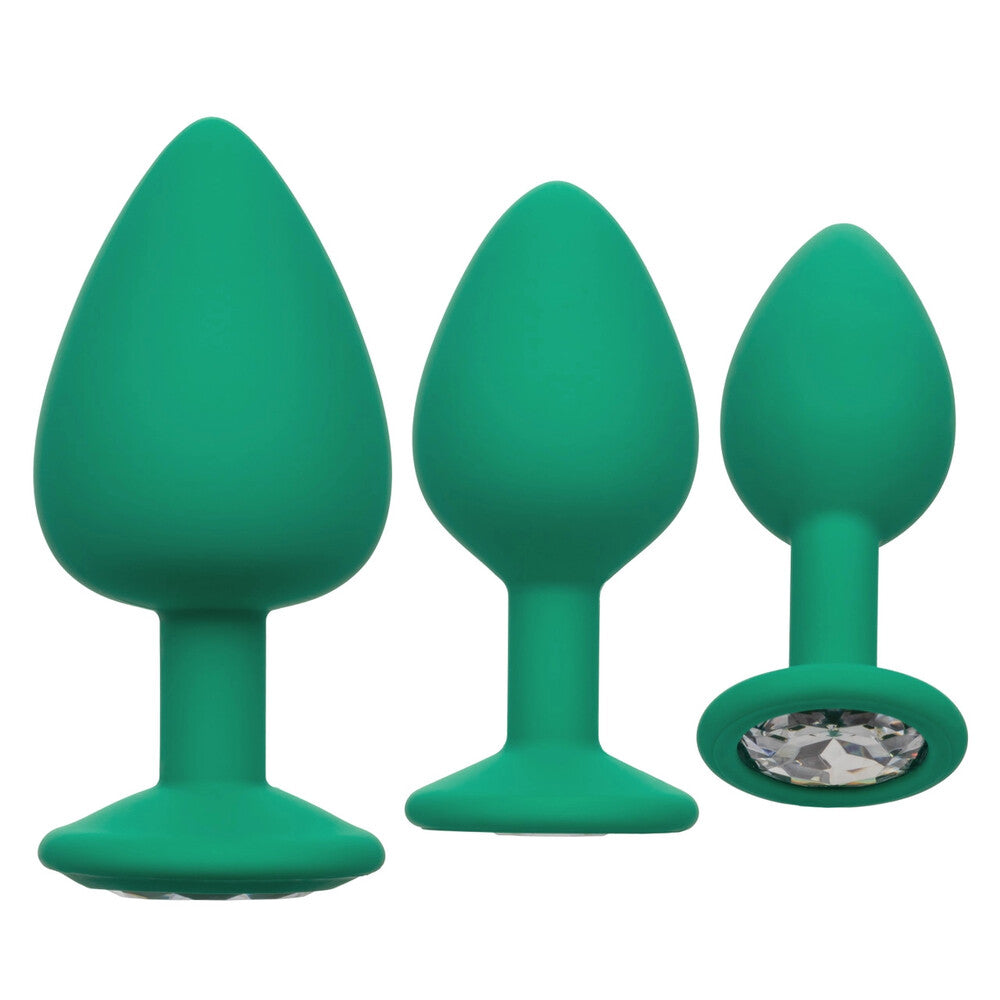 Juego de 3 tapones anales Cheeky Gems de color verde