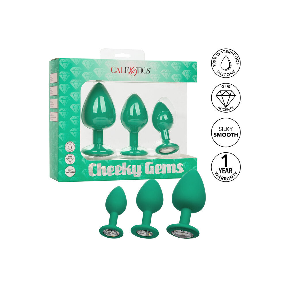 Juego de 3 tapones anales Cheeky Gems de color verde