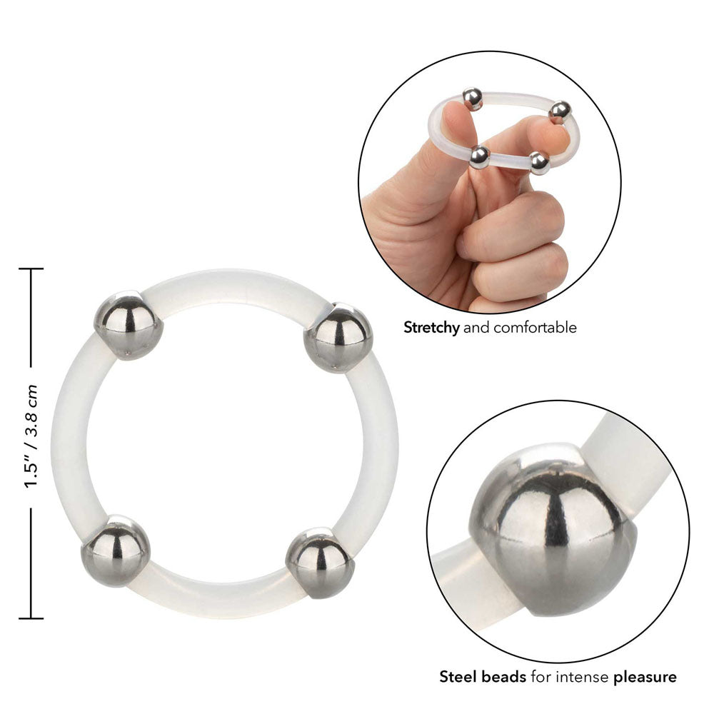 Steel Beaded Silicone Ring XL