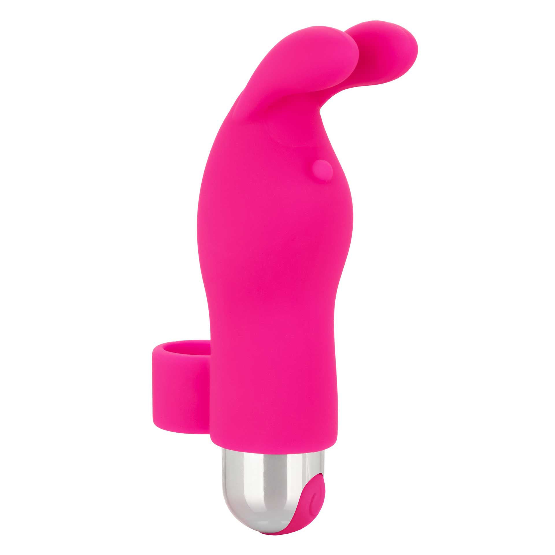 Vibrador de dedo con forma de conejito recargable en color rosa de Intimate Play