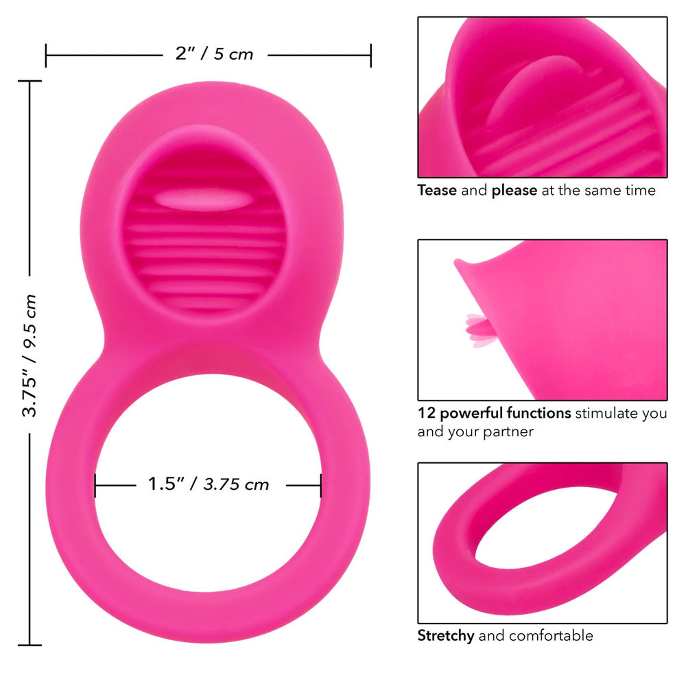 Anillo para el pene recargable para estimular la lengua