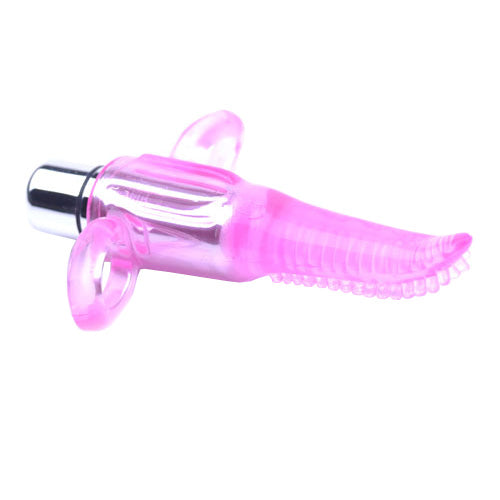 Vibrador de lengua y dedo vibrador de color rosa transparente