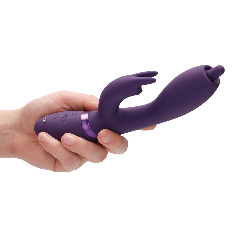 Conejito vibrador giratorio para punto G con punta de color morado Vive Nilo