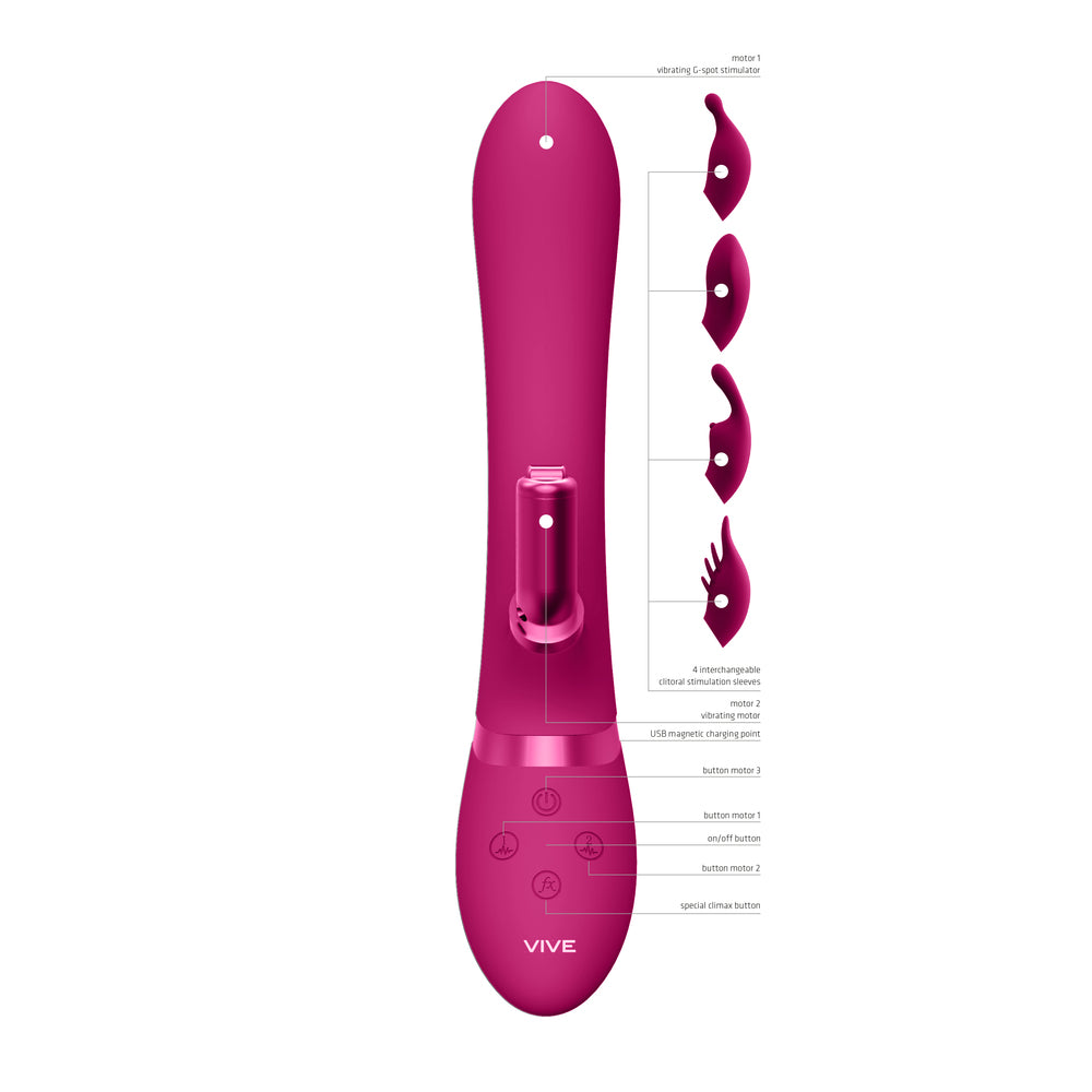 Vibromasseur Rabbit interchangeable à double action Vive Chou Rose