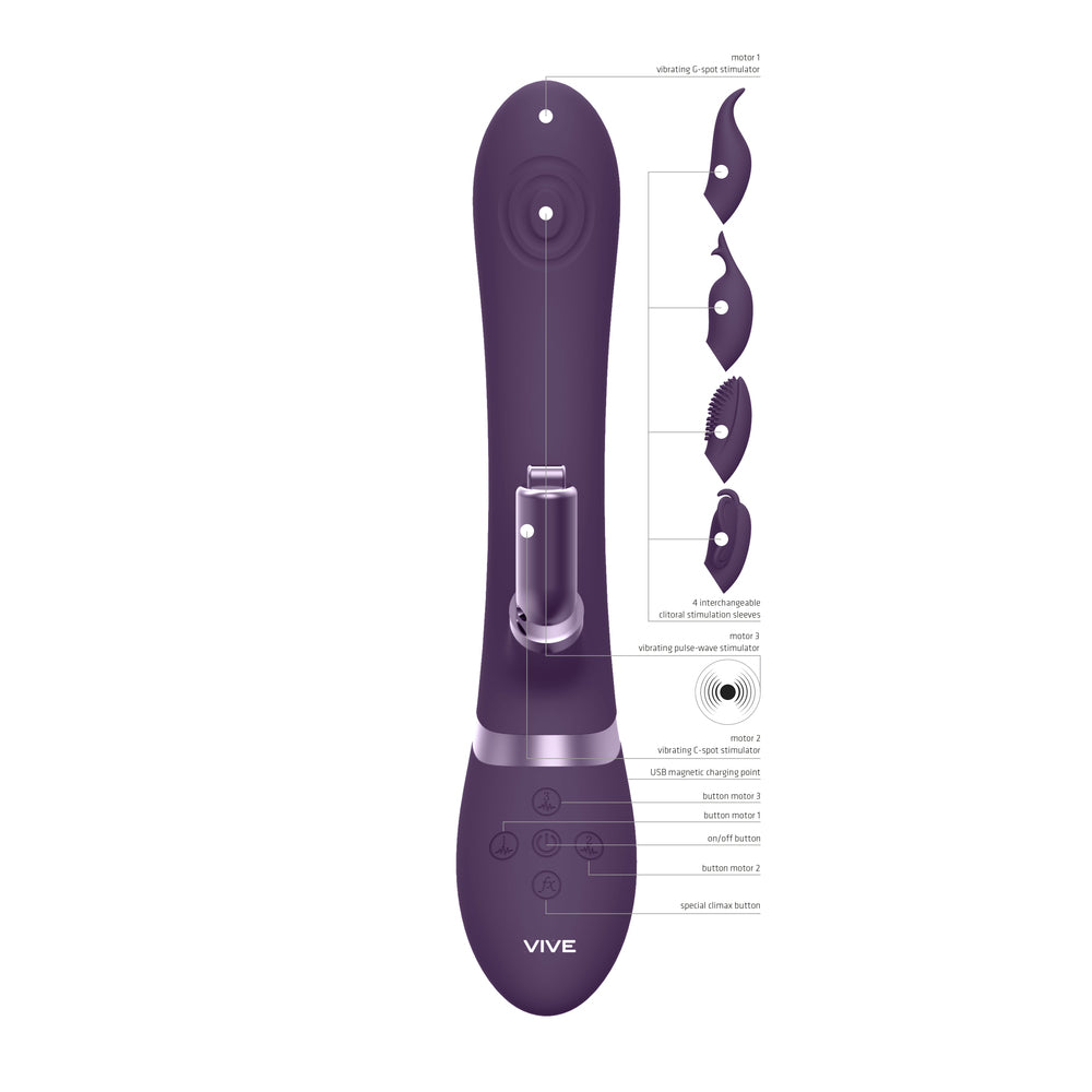 Vibrador Rabbit intercambiable Vive Etsu morado