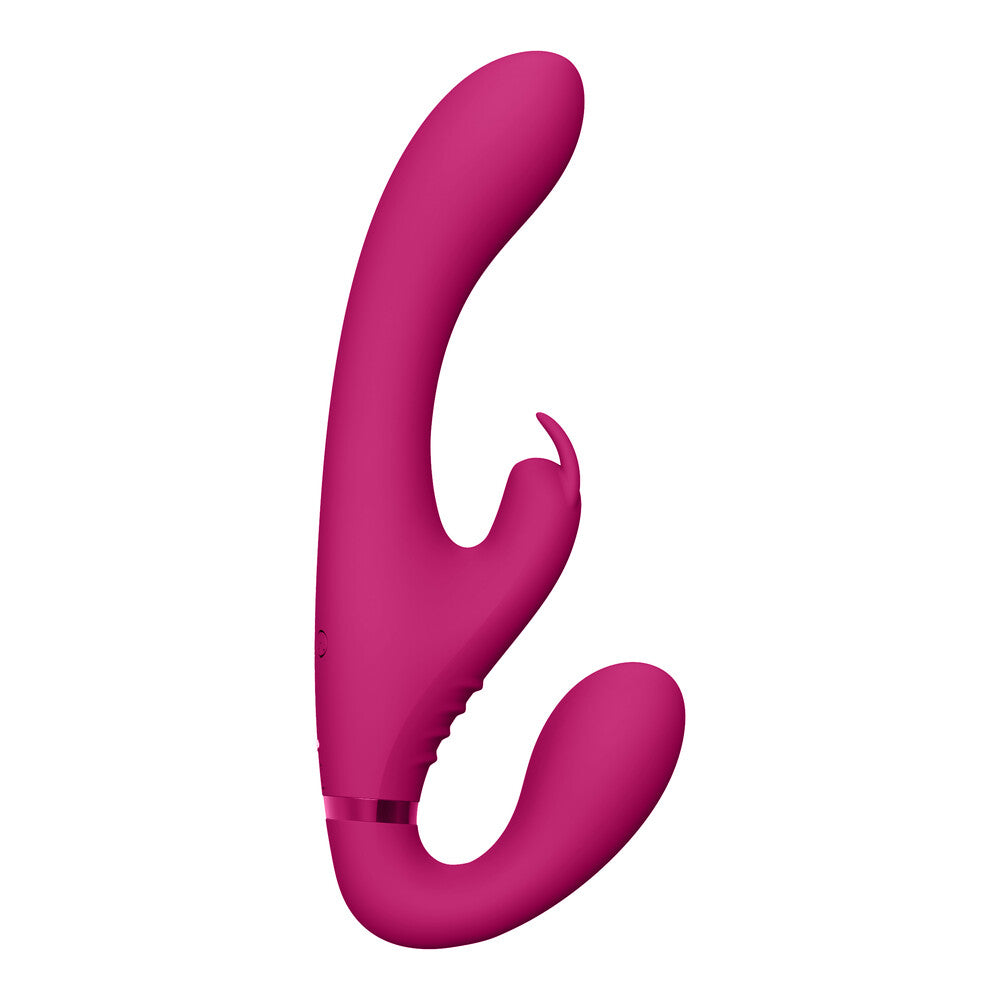 Vibrador con correa sin tirantes de triple acción Vive Suki, color rosa