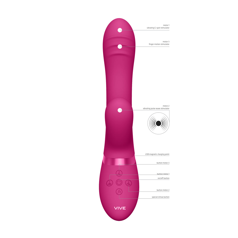 Vibrador con ondas de pulso y movimiento de dedos Vive Tani, color rosa