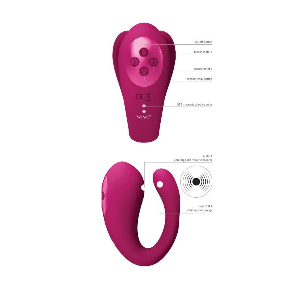 Vibromasseur triple action Vive Yoko avec ondes pulsées pour clitoris