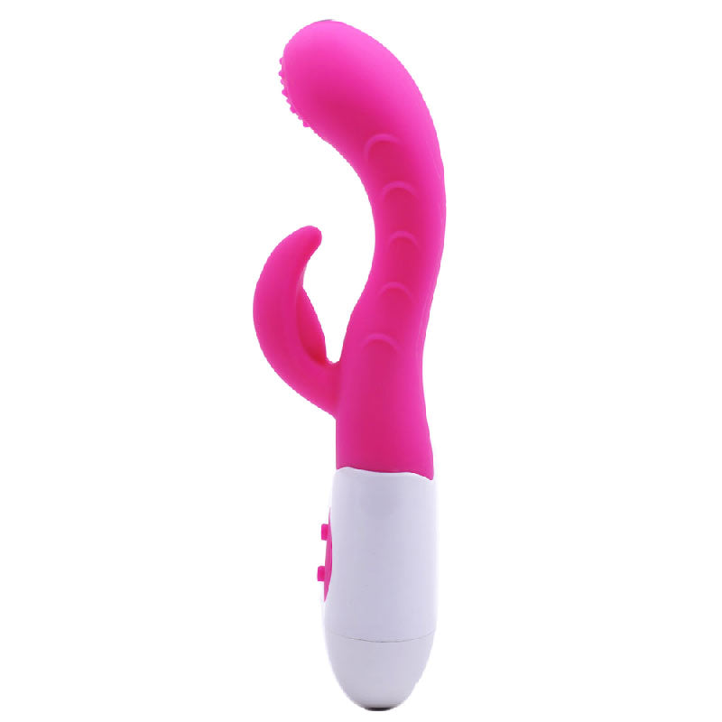 Vibrador GSpot de silicona con dos motores, color rosa