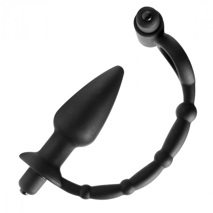 Anillo vibrador para pene y tapón anal doble Viaticus